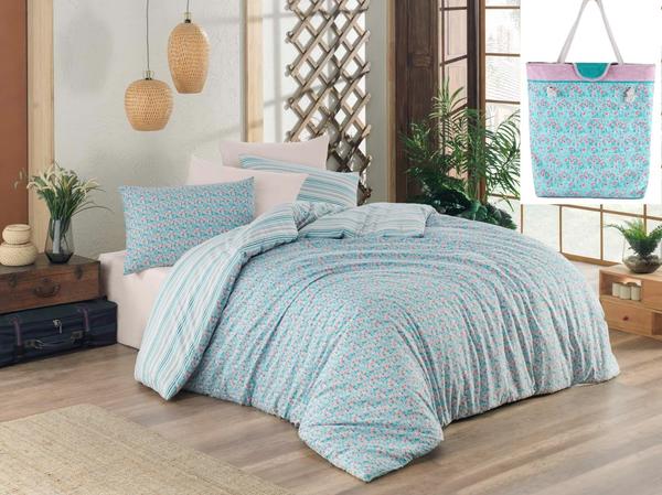 Soley Çanta Hediyeli Tek Kişilik Nevresim Takımı Pink Rose