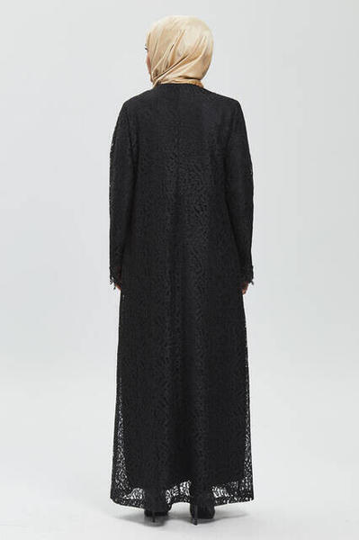 Derin Siyah Dantel Ferace 9015-20