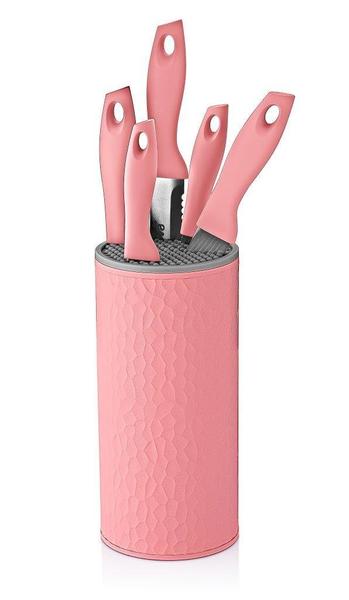 Neva Sweet Petek 5'li Bıçak Seti Standlı | Pembe | N2361