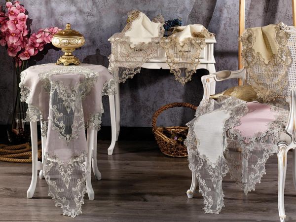 Çeyizdiyarı Venüs 5 Parça Salon Takımı Ekru - Gümüş