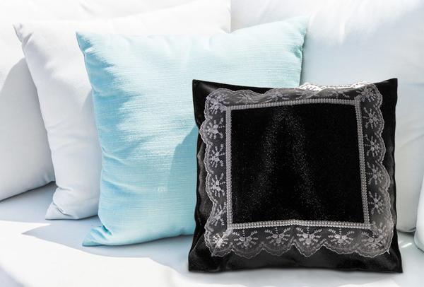 Dematex yastık kılıfı Siyah Beyaz 40x40 Dantel