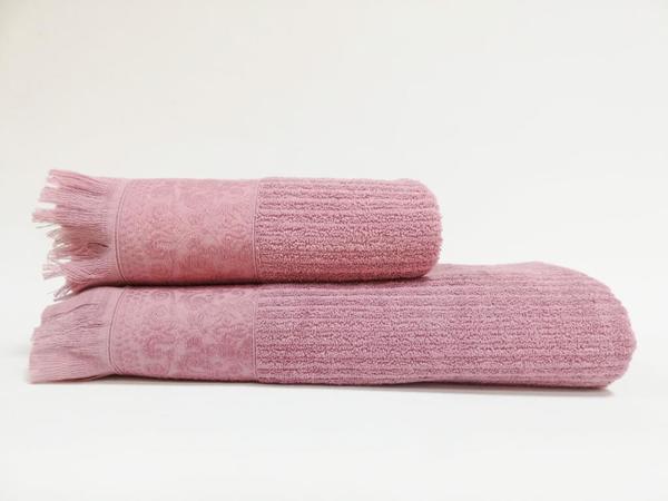 Ensemble de serviettes de bain double en coton Biella Rose séchée