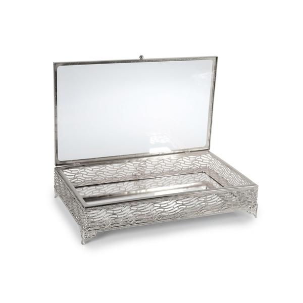 İpek Züccaciye | Gümüş Metal Ayaklı Kapaklı Kutu