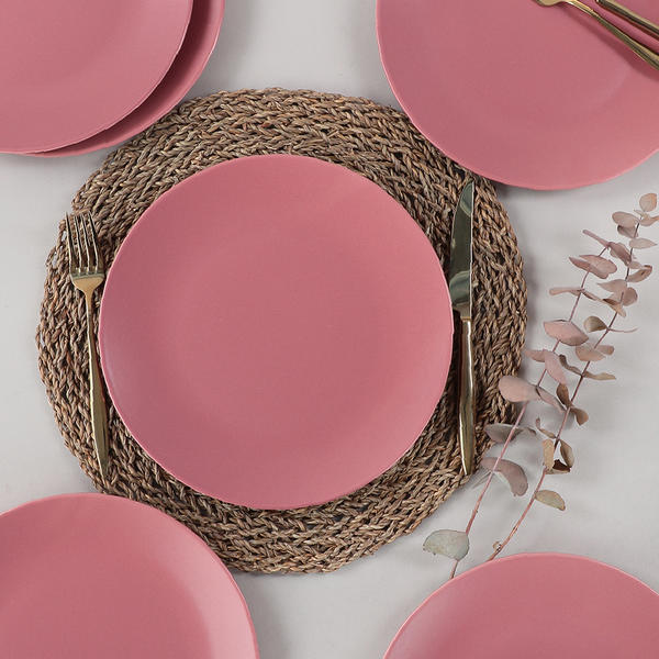 Assiette De Service Égée Rose Séchée Mat 25 Cm 6 Pièces | Keramika