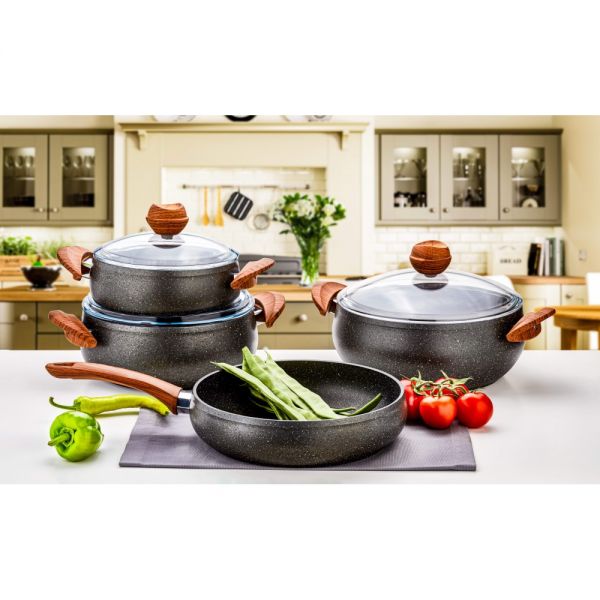 Öz Life | Azra 7 Parça Gri Granit Set