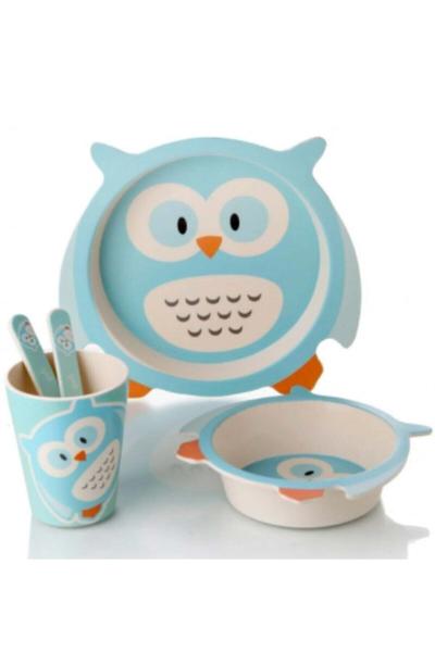 Bayev 5 Parça Bambu Fiber Mama Takımı Çocuklar İçin Mama Seti - Baykuş