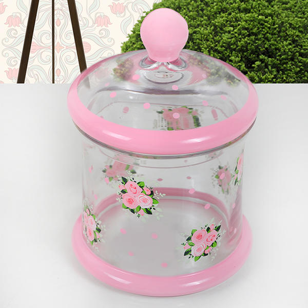 Ventilateur en Verre Cylindre Couvert Imprimé Rose 13 x 27 Cm Fns 18 | K +