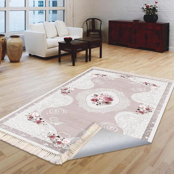 Milano Yıkanabilir Dekoratif Halı Kaymaz Taban | 8mm | Pembe | MLN-HK055-1