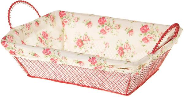 Kosova Dikdörtgen Ekmek Sepeti Çiçekli Kırmızı