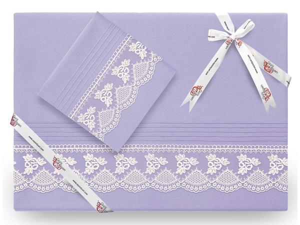 Monolithisches Luxus-Bettbezug-Set aus französischem Guipure-Bett Flieder