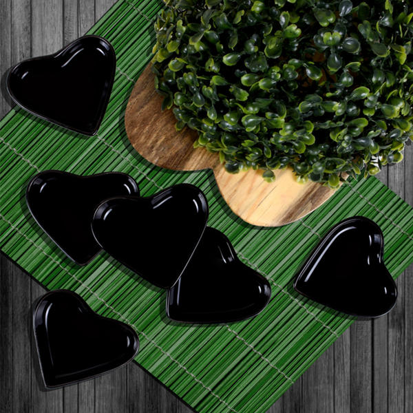 Snack / Sauce Coeur Noir 9 Cm 6 Morceaux | Keramika