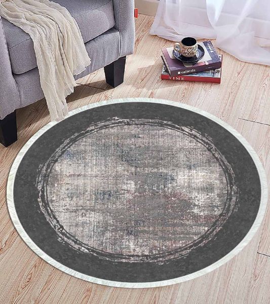 Birkilim Yuvarlak Yıkanabilir Dekoratif Halı İpeksi Kaymaz Taban | MLN-IP-YU-HT-356