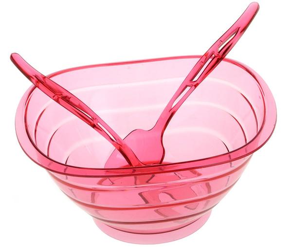 Asude Salata Kasesi Çatal Kaşık 3 Parça | Kırmızı