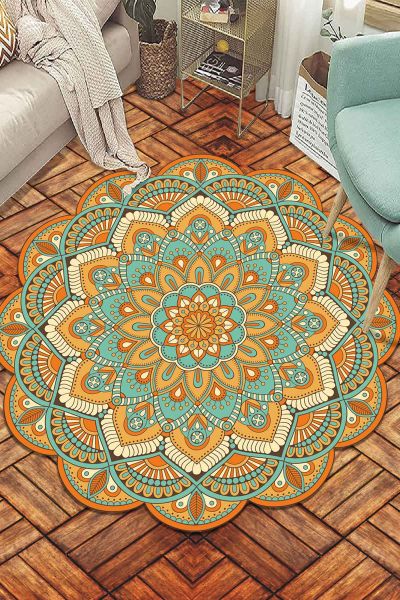 Birkilim Yuvarlak Yıkanabilir Dekoratif Halı İpeksi Kaymaz Taban | MLN-IP-SD-102