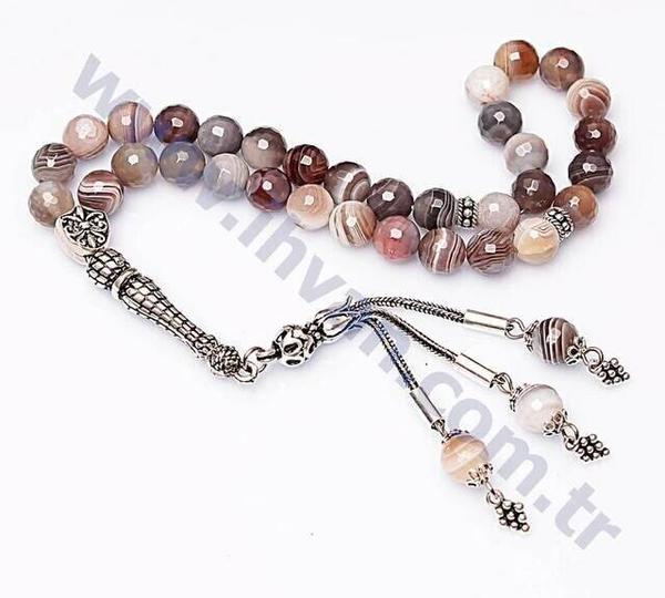 Chapelet en pierre d'agate (argent 925 AYARS à facettes)