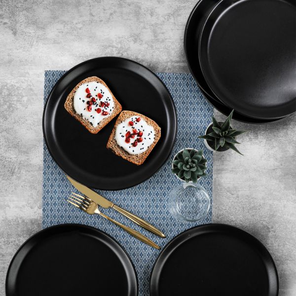 Matte Black Hittite Serving Plate 25 Cm 6 Pieces | ceramics