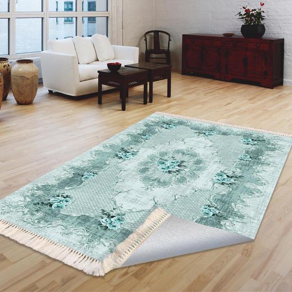 Milano Yıkanabilir Dekoratif Halı Kaymaz Taban | 8mm | Turkuaz | MLN-HK066-1