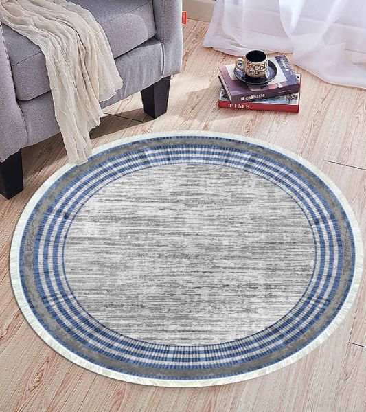 Birkilim Yuvarlak Yıkanabilir Dekoratif Halı İpeksi Kaymaz Taban | MLN-IP-YU-HT-663