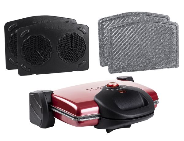 Tantitoni | Granit Waffle ve Düz Plakalı Kırmızı Izgara ve Tost Makinesi