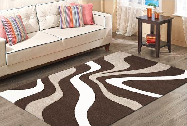 Merinos Halı Diamond Hand Curved Dalga Desenli | 760-80-Brown