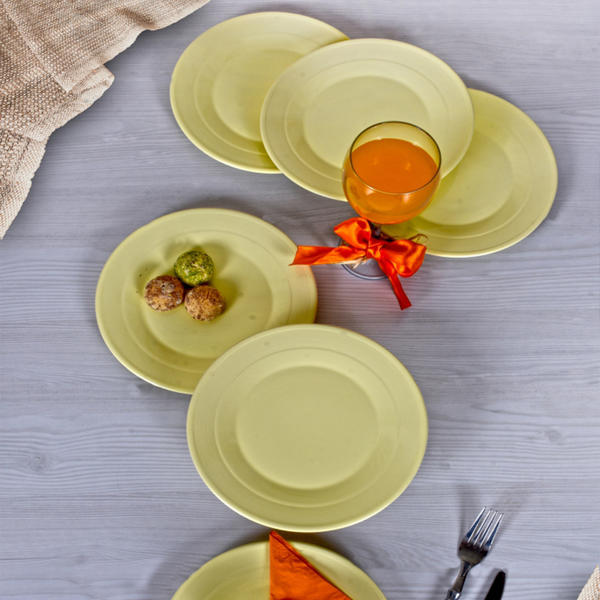 صحن كيك هيلكس أصفر 21 سم 6 قطع | كيراميكا
