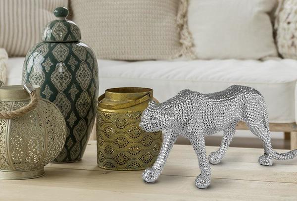 Dekonaz Leopar Biblo Gümüş 33cm