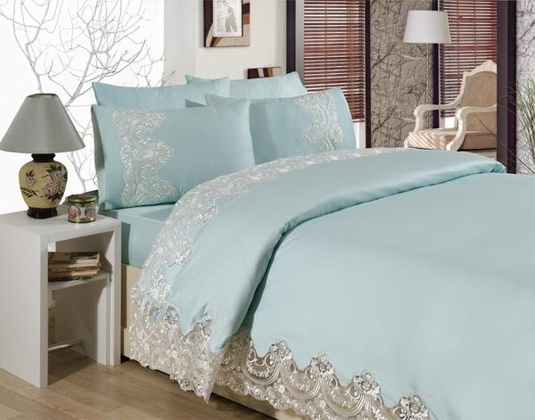 Evlen Ebrari Fransız Danteli Nevresim Takımı - Yeşil