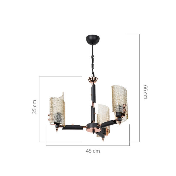 Lustre en verre miel 3 pièces Silva