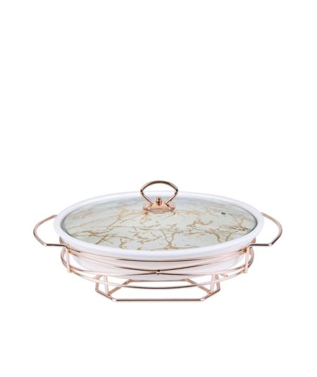 Acar | Récipient à four rond Rozelly en grès avec support en métal 30,5 cm