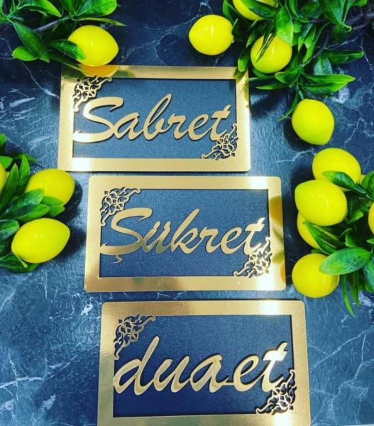 Gold Home Şükret Sabret Dua Et Tablo