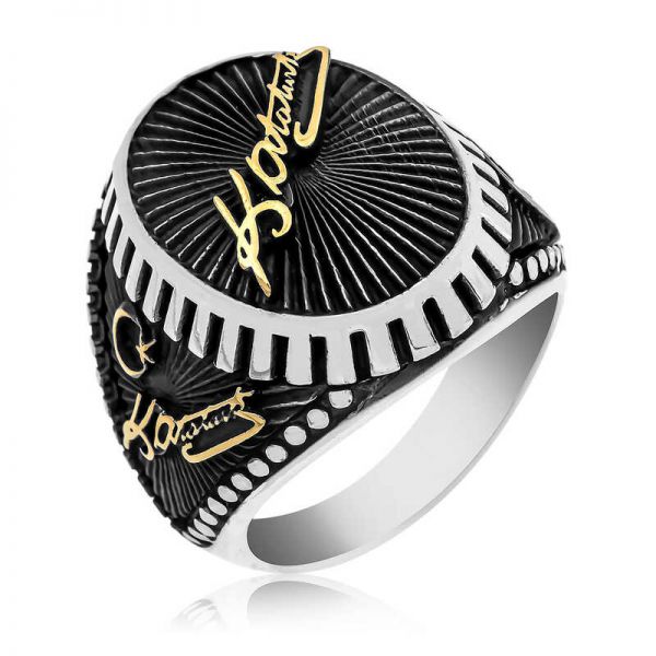 ?Gümüş Kemal Atatürk İmzası Erkek Yüzük