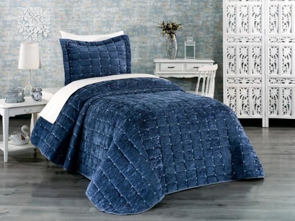 Dowry Laila Single Bedspread Navy Blue