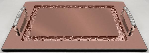 Dekonaz Aynalı Kristal Taşlı Tepsi | Bakır | DTX-DT-2