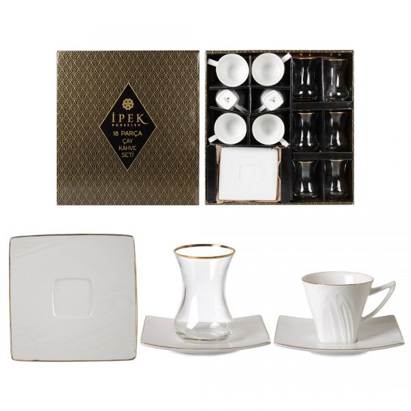 18 PARCA CAY & KAHVE SETI (KEN-100ONE GOLD LINE & DMT-303 CAY BARD.) |IPEK-1016