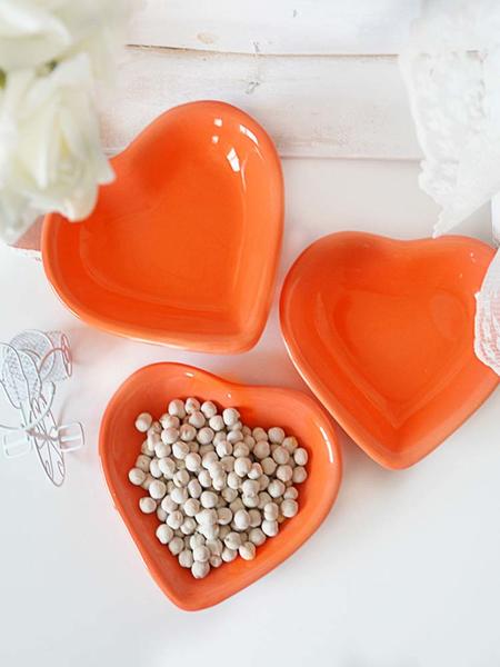Bol à Snack / Sauce Coeur Orange 14 Cm 6 Pièces | Keramika