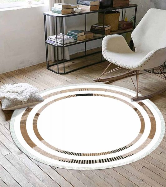 Birkilim Yuvarlak Yıkanabilir Dekoratif Halı İpeksi Kaymaz Taban | MLN-IP-YU-SD-313