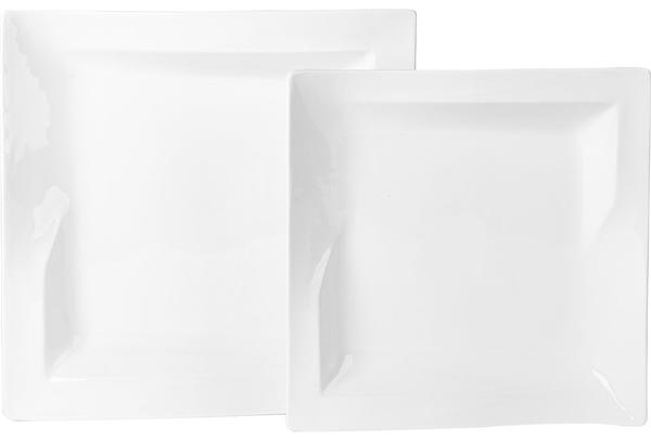 Almina 2 Parça Servis Kase Tabak Seti Kare Dalgalı | Beyaz | AL-2172