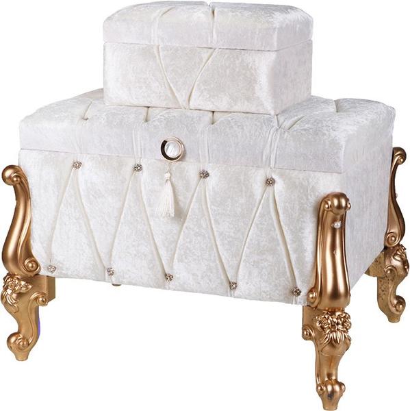 Dekonaz Büyük Çeyiz Sandığı Altın Ayaklı | Krem | Dt-400-cream