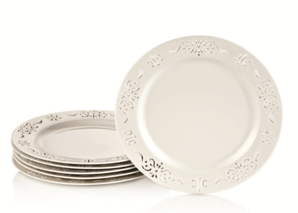 Neva | Palace Dantels | 6 Teilig | Servierteller | Dessertteller | Weiß | Aus Porzellan | Ø 27cm | N1019