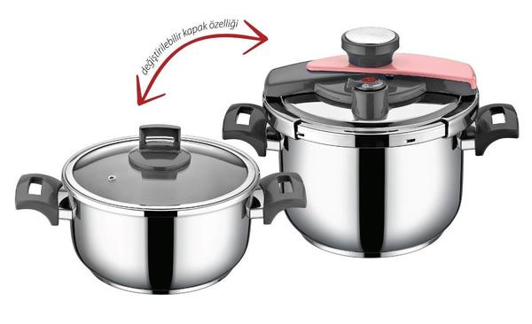 Neva Sweet Düdüklü Tencere 2 Parça 7+4 Litre | İndüksiyon | Pembe | N2332