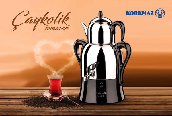 Korkmaz Çaykolik 4,2 lt. Elektrikli Semaver - Siyah