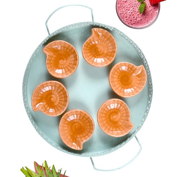 Mini Snail Snail / Sauce Bol Orange 8 Cm 6 Pièces | Keramika