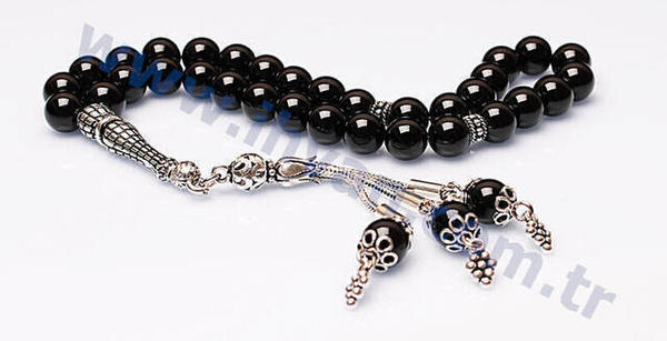 مسبحة من حجر العقيق اليماني (925 فضة استرلينية)