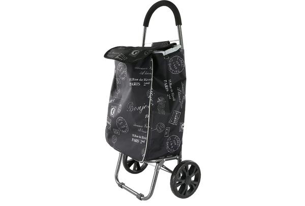 Dekonaz | Einkaufstrolley | Einkaufsroller | Einkaufswagen | Einkaufstasche | Treppensteiger | Klappbar | Paris | Schwarz | Bazaar | Supermarkt | MCK-0004