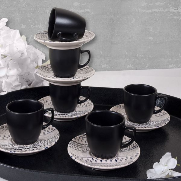 Cool Black Kahve Fincan Takımı 12 Parça 6 Kişilik - 18409 | Keramika