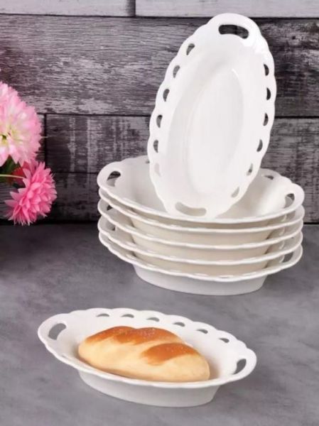 Mercan Porselen Dantelli Sade Mini 6'lı Çerezlik LVN-734