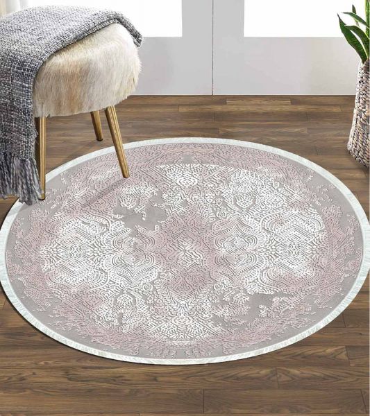 Birkilim Yuvarlak Yıkanabilir Dekoratif Halı İpeksi Kaymaz Taban | MLN-IP-YU-HY-1075