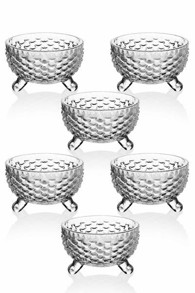 مطبخ الملكة | طقم وجبات خفيفة زجاجية كريستال فاخرة 6 قطع