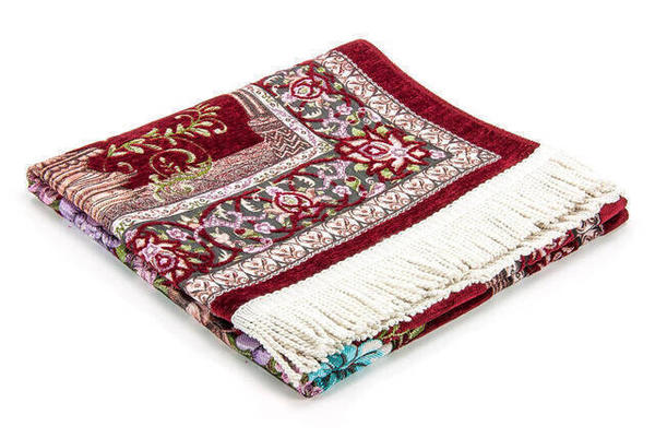 سجادة صلاة لوكس شينيل بشراشيب خاصة من ميتو - لون أحمر كلاريت