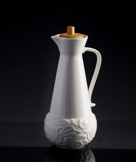 Acar | Bol à huile ovale en porcelaine avec couvercle en bambou gaufré La Pure 20,5 cm